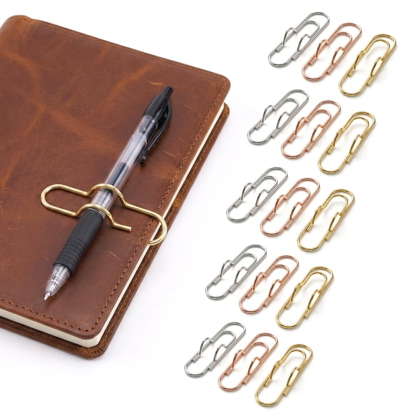 Multi-Color Metal Pen Clips (15 Pack) - Pen Holder Clips for Notebooks, Papers and Daily Use