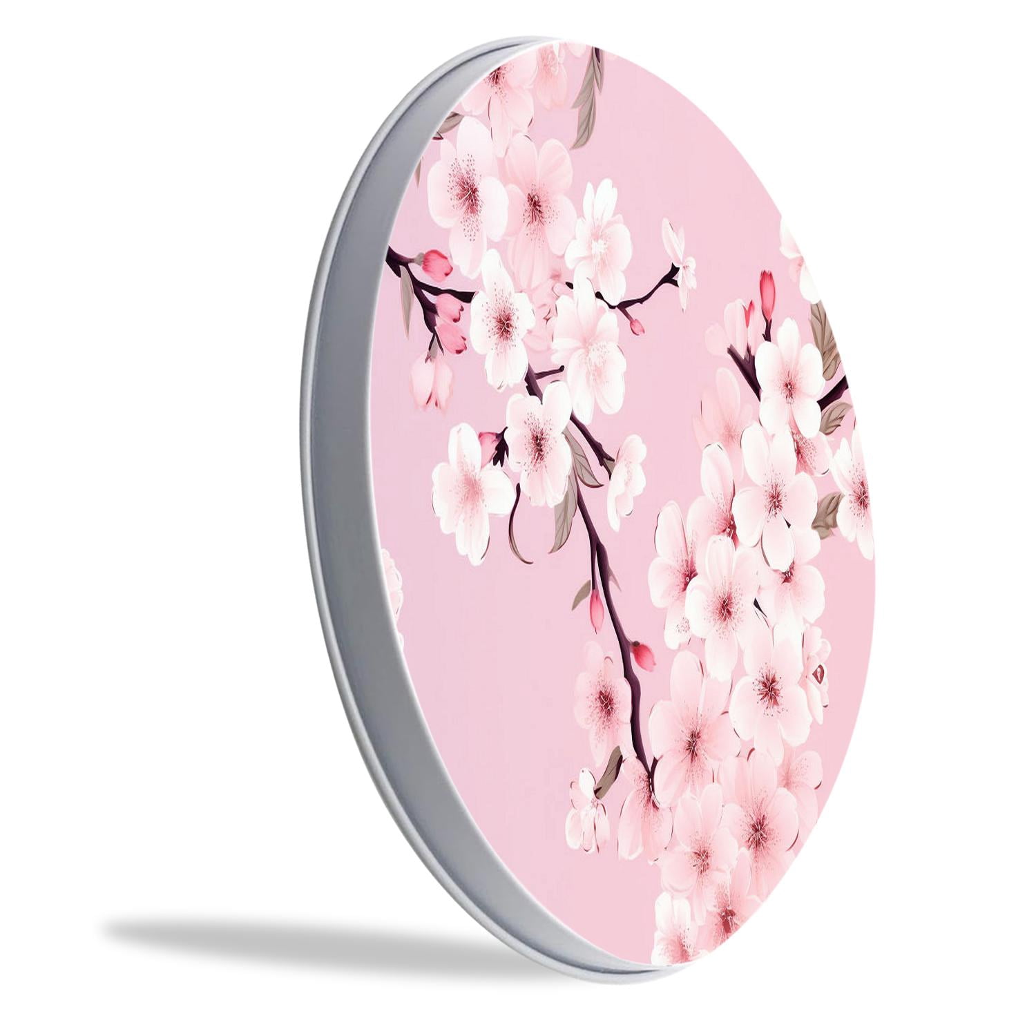 Round Stove Burner Covers 4 Pcs Metal Electric Stove Burner Covers 8Inch And 10Inch ,Pink Cherry Blossom print
