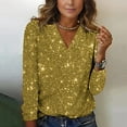 thumbnail image 2 of Bjutir Women T Shirts Elegant Sequined V Neck Elegant Solid Color Long Sleeved Top Fall Winter Womens Clothes Yellow, 2 of 4