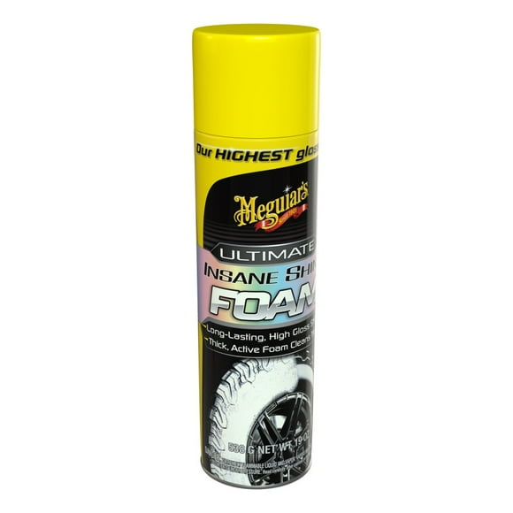 Meguiars Tire Dressing G210419 Ultimate Insane; Tire Foam; Use For Highest Glossy Shine; 19 Ounce Aerosol Can; Single