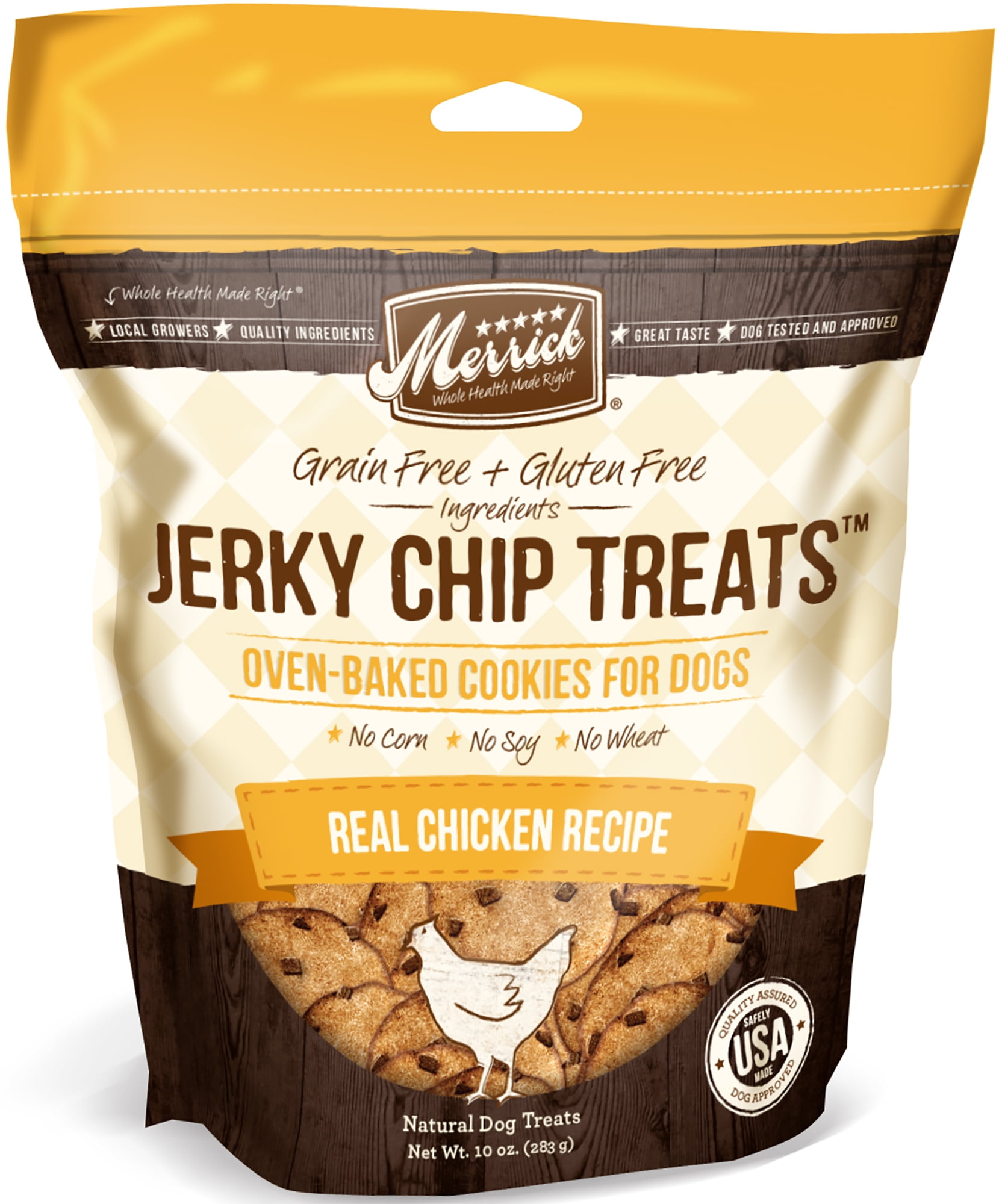 Merrick Jerky Chip Treats GrainFree Real Chicken Recipe Dry Dog Treat, 10 oz