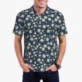 thumbnail image 3 of Balery Daisy Floral B Printed Men’s Short Sleeve Polo Shirt, Midweight Men's Shirt,Golf Polo shirts -XX-Large, 3 of 9