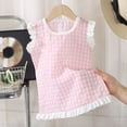 thumbnail image 2 of Niña Bebé Vestido de Verano Encaje a Cuadros Vestido de Cuello para Niñas Pequeñas, 2 of 9