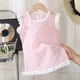 thumbnail image 2 of Niña Bebé Vestido de Verano Encaje a Cuadros Vestido de Cuello para Niñas Pequeñas, 2 of 9