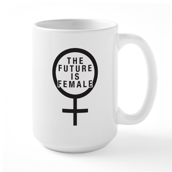 CafePress - The Future Is Female Large Mug - 15 oz Ceramic Large White Novelty Mug