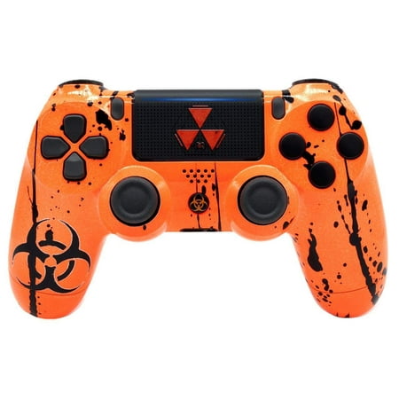 Pro PS4 Toxic Orange Rapid Fire Custom Modded Controller 40 Mods for All Major Shooter Games, Custom Touchpad, Guide Button