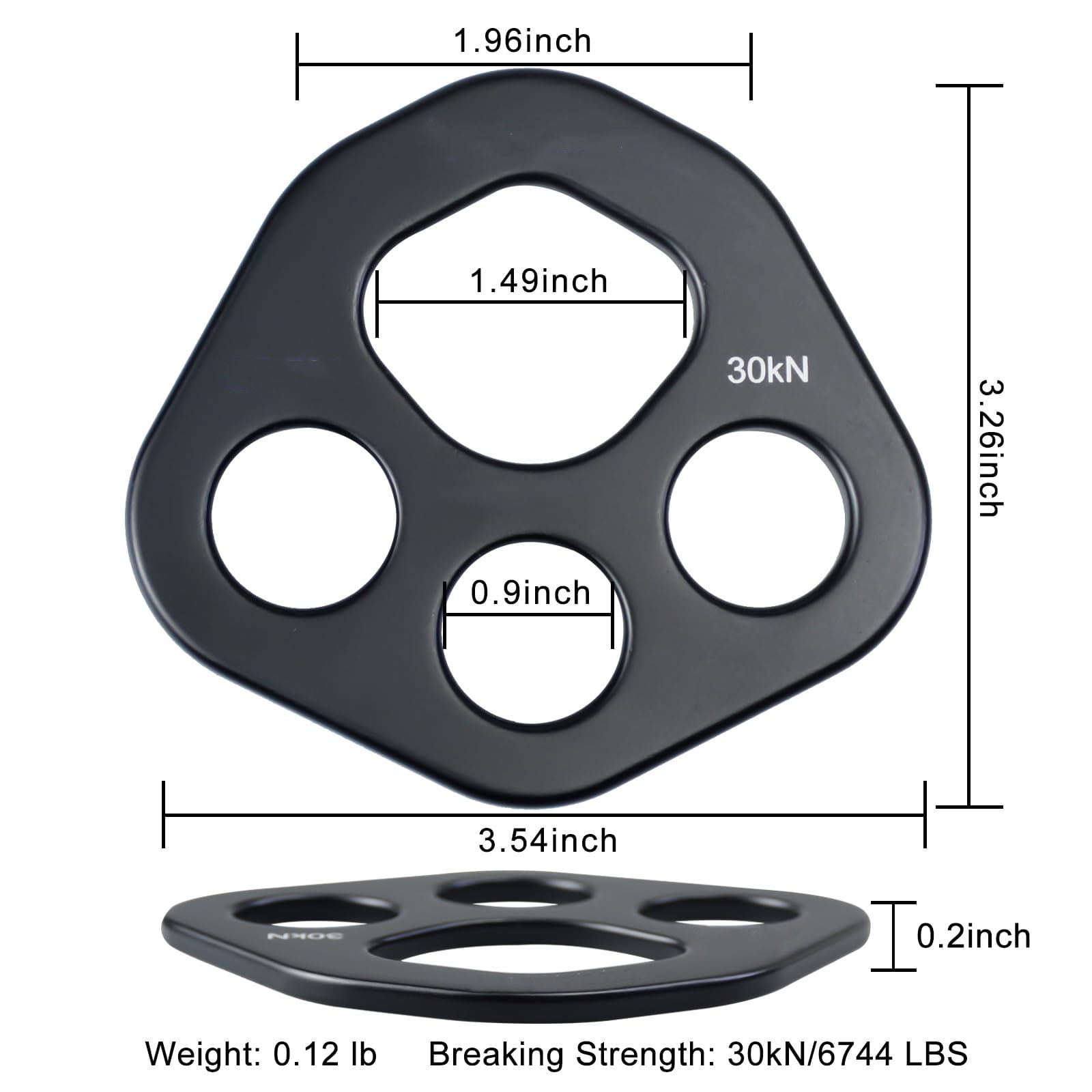 30 KN Rigging Plate, Force Divider Plate Bear, Anchor Multipliers Connector Gear for Yoga Hammock Descender Rock Climbing