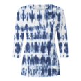thumbnail image 4 of TSADFHJI Chandail en Molleton Col Rond Femme Grande Taille Pull Manches 3/4 Haut Décontracté Col Rond Imprimé Mode Léger Blouse TG Bleu, 4 of 5