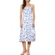 thumbnail image 2 of Vestido midi casual sin mangas de cuello cuadrado con flores y tirantes de espagueti para mujer, espalda fruncida, color azul, 2 of 6