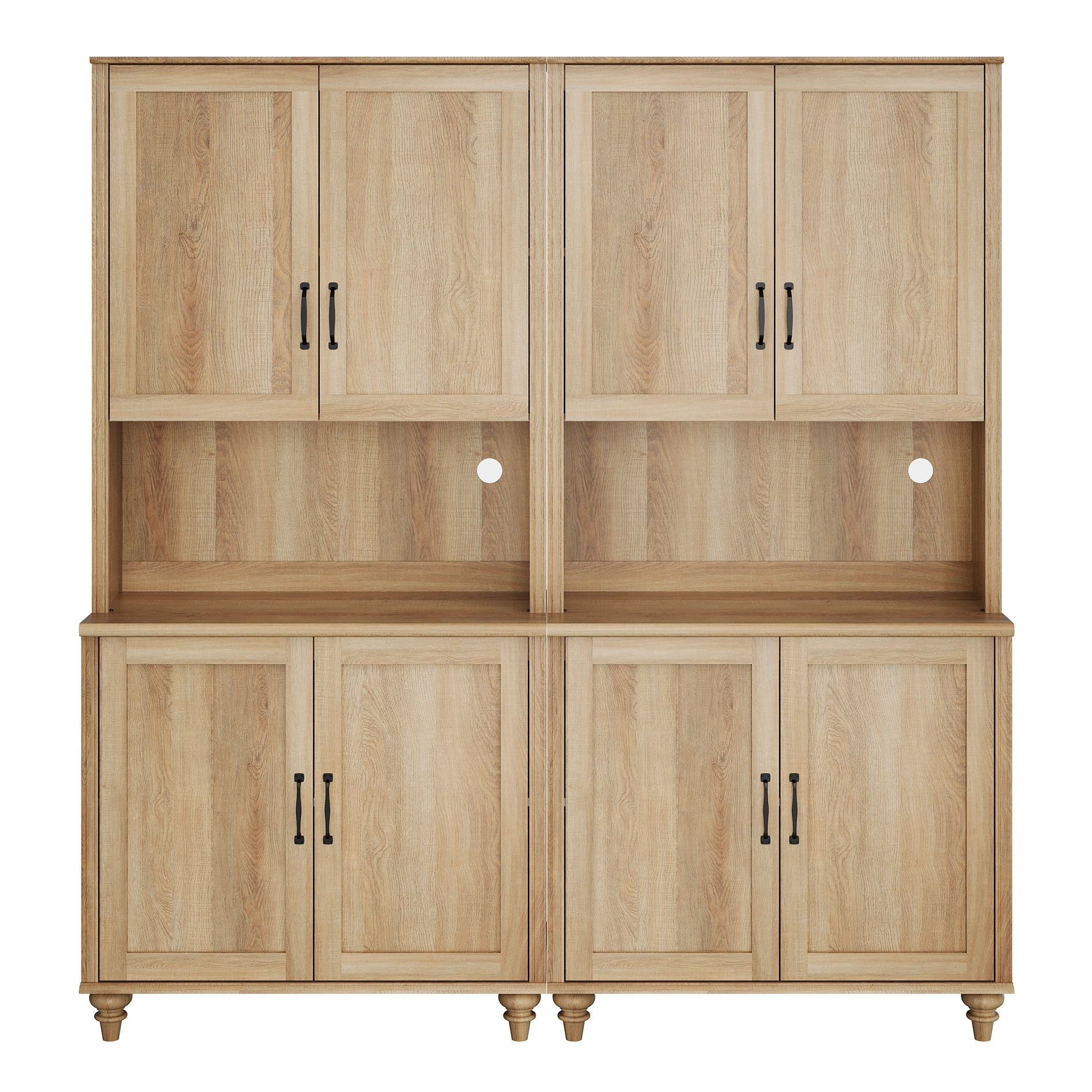 72"H Tall 5-Tier Bookcase with Wood Doors, Bookshelf with Adjustable Shelf, Farmhouse Library Wooden Bookshelves for Living Room, Office, Kitchen, Oak