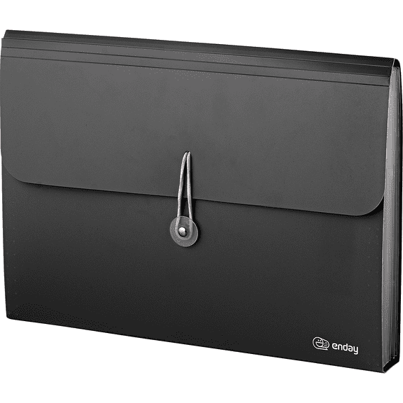 Accordion File Organizer Black, 7 Pocket Expanding File and Cover Folder with Labels, Plastic Portable Desktop Letter A4 Paper – by Enday