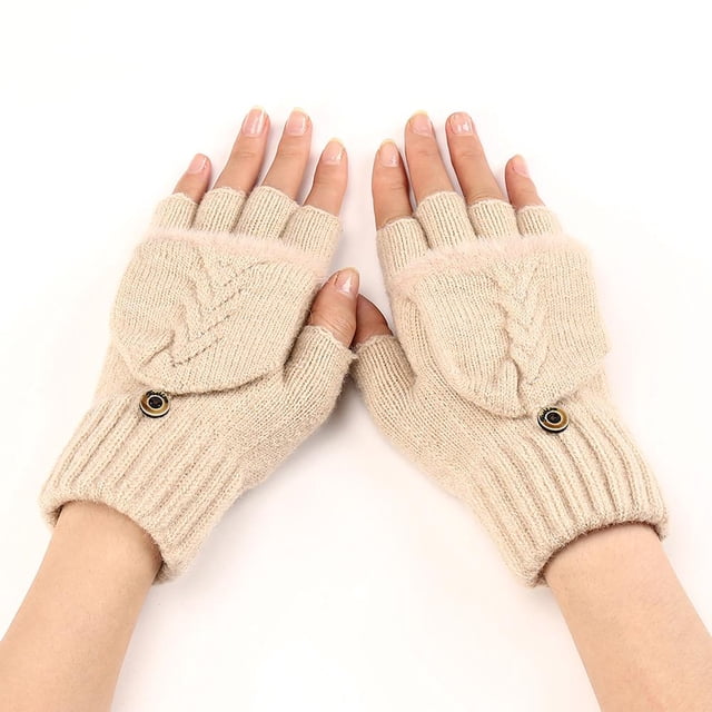 LUVCLS Guantes de invierno cálidos y suaves y esponjosos con plumas para mujer C7X2