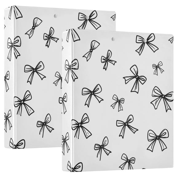 ALAZA Line Bows Hardcover 3 Ring Binder 1.5" Round Rings Interior Pockets Binders Organizer 2 Pack