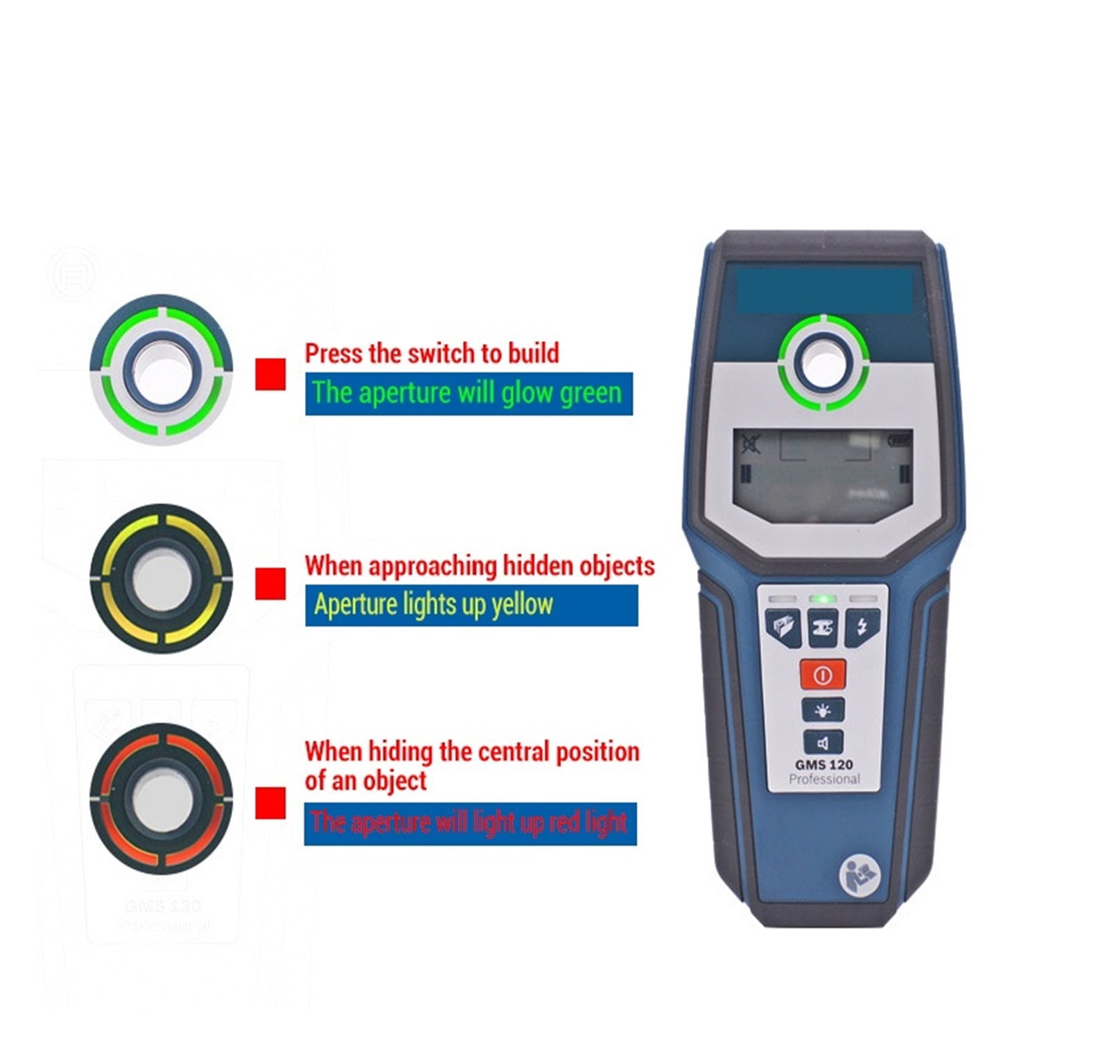 PROFESSIONAL Wall Detector,Wood Detector, A Metal Detector, Wire Detector,Self Calibrating,Simple And Intuitive ,Accurate and Quick