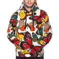 thumbnail image 2 of Bingfone Retro Floral Butterfly Men's Drawstring Hoodie Long Sleeve Pocket Sweatshirts-XX-Large, 2 of 6