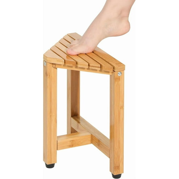 TYYIHUA 13.2" Shower Foot Rest for Shaving Legs,Corner Shower Stool, Small Bathroom Bench Suitable for Small Shower Spaces-Waterproof Shower Stool for Inside Shower Triangle