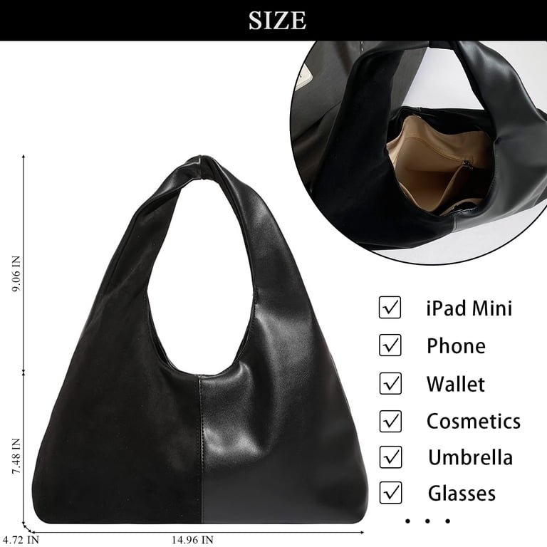 Slouphy Suede Purse Slouchy Suede Hobo Bags for Women Trendy Splicing Leather ...