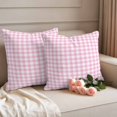 thumbnail image 2 of Pink Outdoor Waterproof Pillow Covers, Country French Rustic Buffalo Plaid Modern Art Decorative Square Throw Pillowcase Sofa Cushion Sham for Patio/Couch/Chair, 18"x18" 2 Pack, 2 of 8