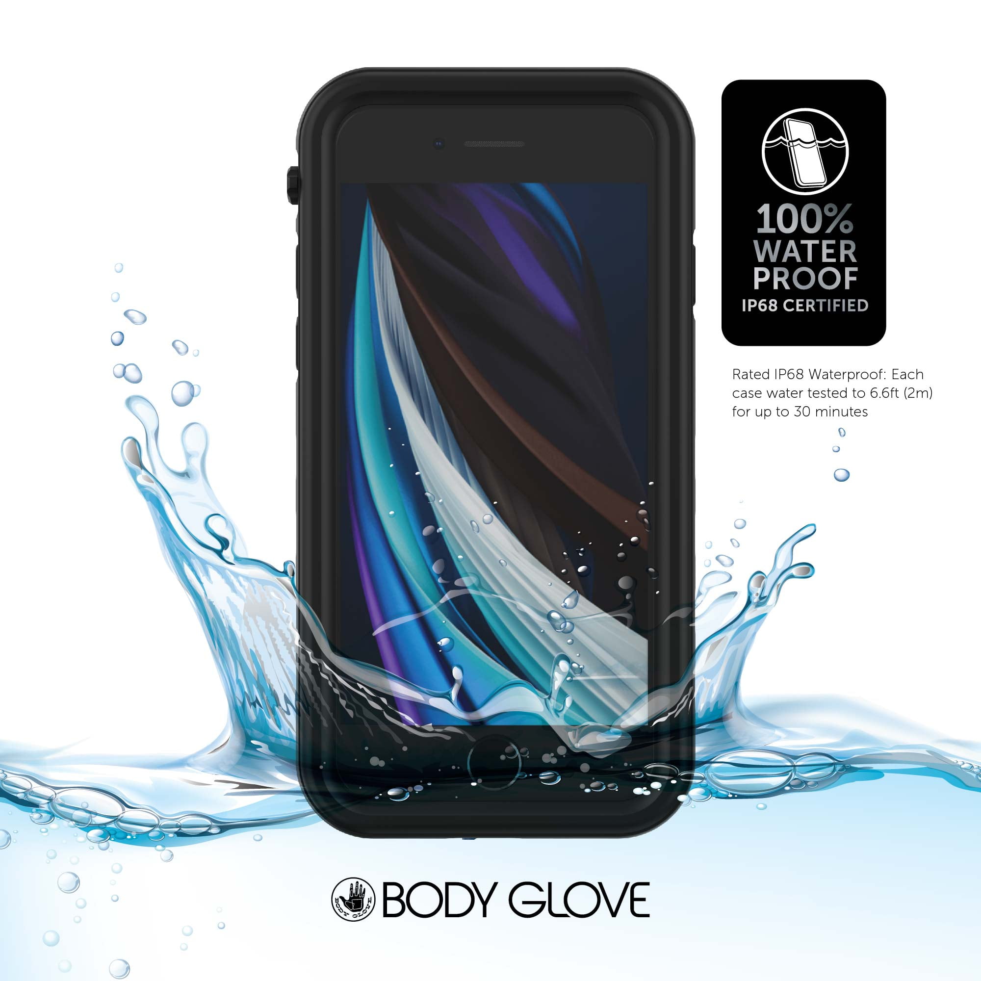 iPhone 7, iPhone 8, iPhone SE 2020, and iPhone SE 2022 Body Glove Black Tidal Waterproof Phone Case - Black/Clear