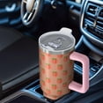 thumbnail image 4 of Vacuum Insulated Leak Proof 40oz Peach Tumbler with Handle Flip Straw Lid Peach Tumblers with Lids Straws Stainless Steel Travel Cup Gifts for Men Women, 4 of 5