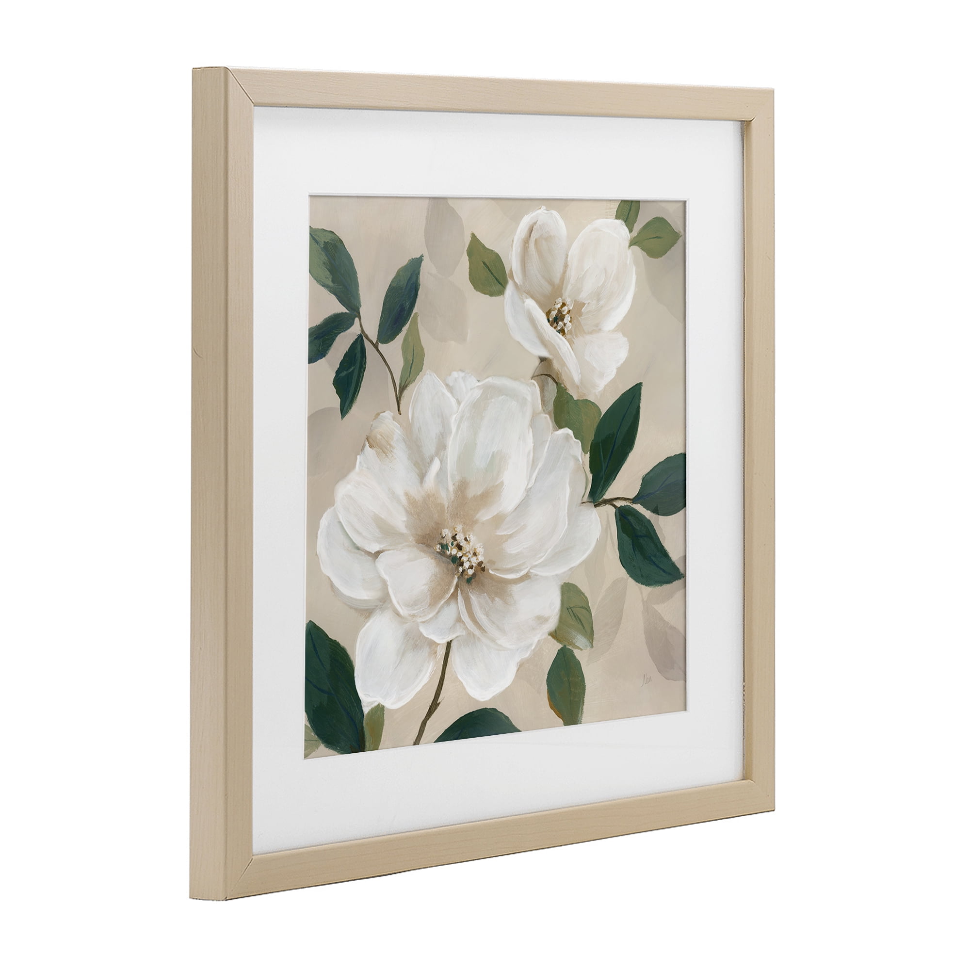 Stupell Industries Serene White Magnolia Study Birch Framed Print Under Glass, design by Nan