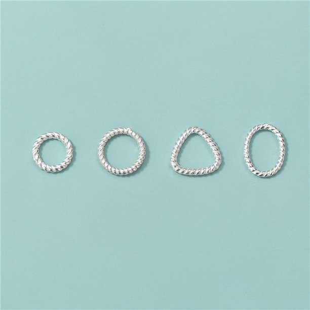 12 piezas de conector de cable de anillo de salto de giro ovalado de plata hallazgos DIY fabricación de joyas, pulido de plata simple
