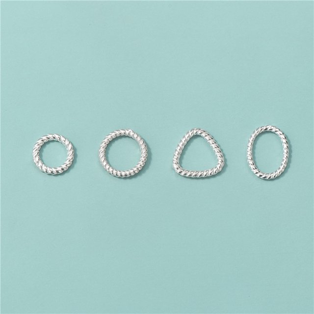 12 piezas de conector de cable de anillo de salto de giro ovalado de plata hallazgos DIY fabricación de joyas, pulido de plata simple