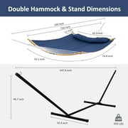 SUNCREAT Polyester Outdoor Hammock with Curved Spreader Bar & Stand, 450 lbs Capacity,Dark Blue