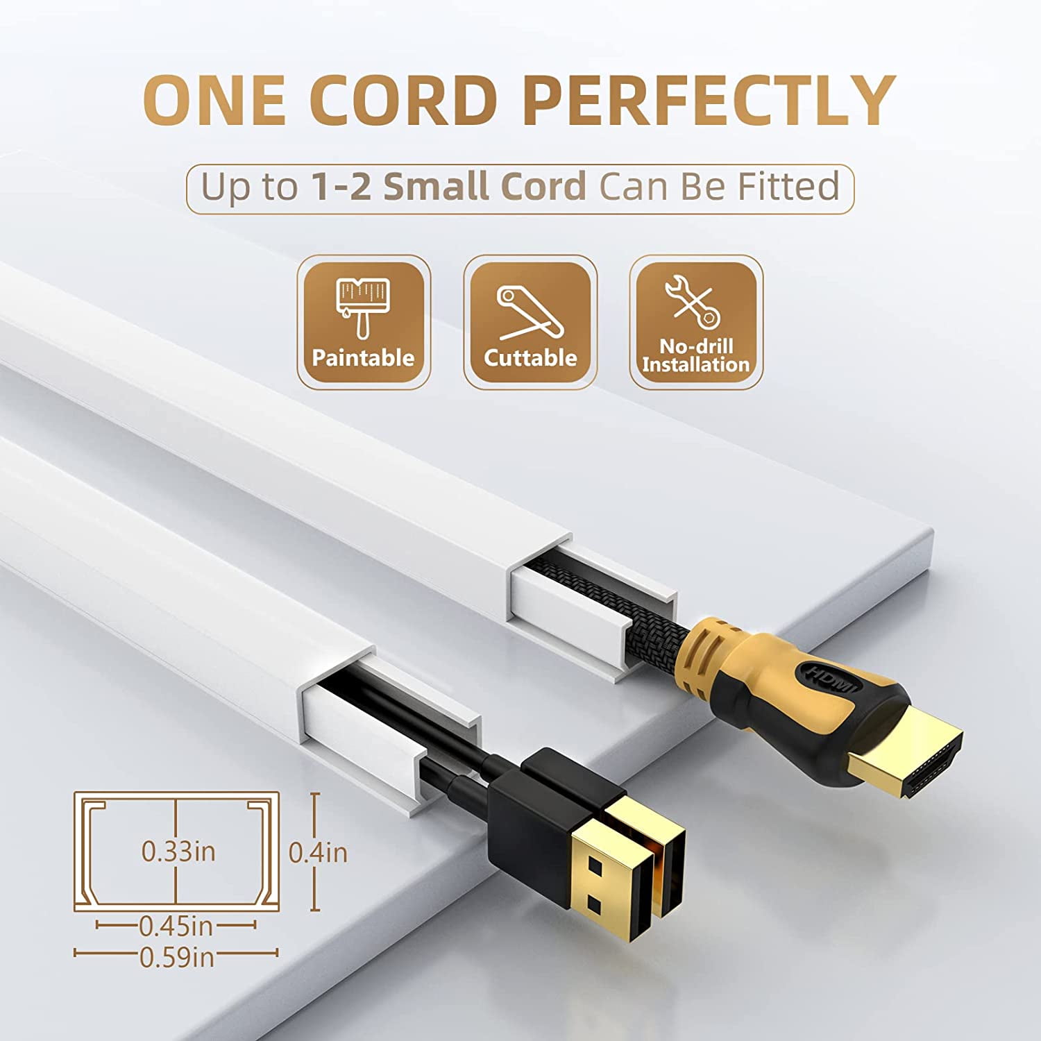 85in Corner Cable Concealer, Corner Cord Hider for One Cord, Wire