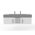 thumbnail image 2 of Nile 60" White Wood Floating Vanity with Gray Top and Chrome Trim, 2 of 8