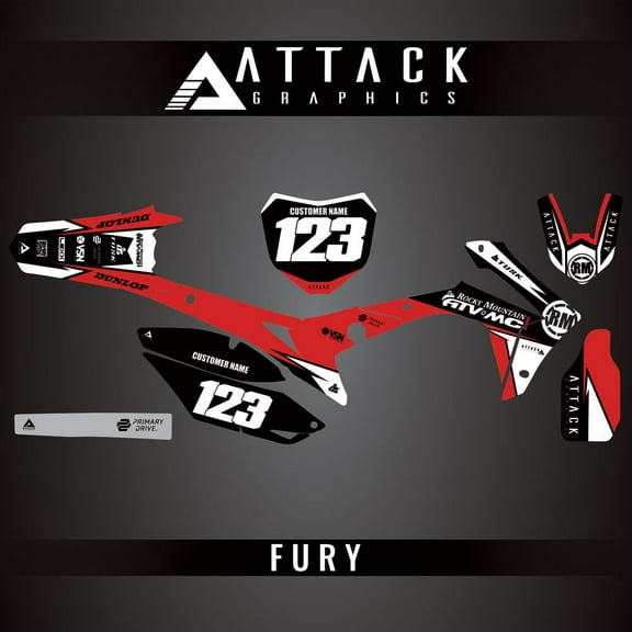 Attack Graphics Custom Fury Complete Bike Graphics Kit for Honda CRF250R 2017