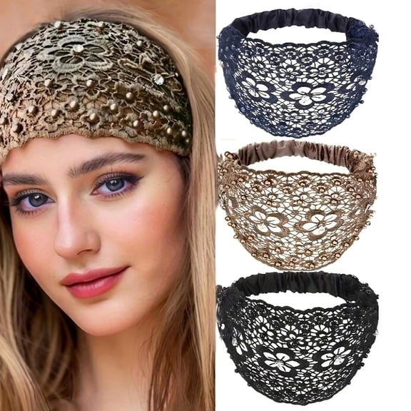 Wide Headbands for Women Non Slip Blossom Hollow Out Headband Accessory Hoop Head Accessories Hairband Soft Head Bands Hair Bands Turban Caps for Women Grey One Size