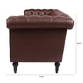 thumbnail image 5 of Chesterfield 3 Seaters Faux Leather Sofa, Upholstered Button Tufted Couch with Nailhead Trim Square Arms Removable Cushions and Solid Wood Legs, for Living Room Office Apartment, 5 of 16