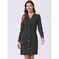 thumbnail image 2 of DARING DIVA Notched Lapel Denim Shirt Dress S Black, 2 of 6