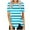 Sky Blue, variant on Womens Tops Plus Size under $5 Striped Short Sleeve Round Neck Button Irregular Hem Printed Casual Blouse Black L