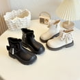 thumbnail image 6 of XXWXYD Boots Toddler Girls Spring Autumn Winter Short Boots Girls Plus Velvet Cotton Snow Boots Fashion Side Zipper Cute Style Bow Pearl Girls Boots(6-7 Years,Beige), 6 of 9