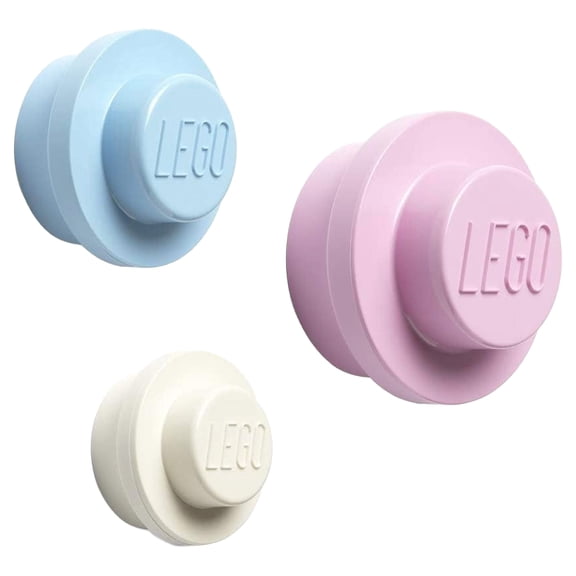 LEGO Wall Hangers, 3 Packs (White, Light Blue, Pink)
