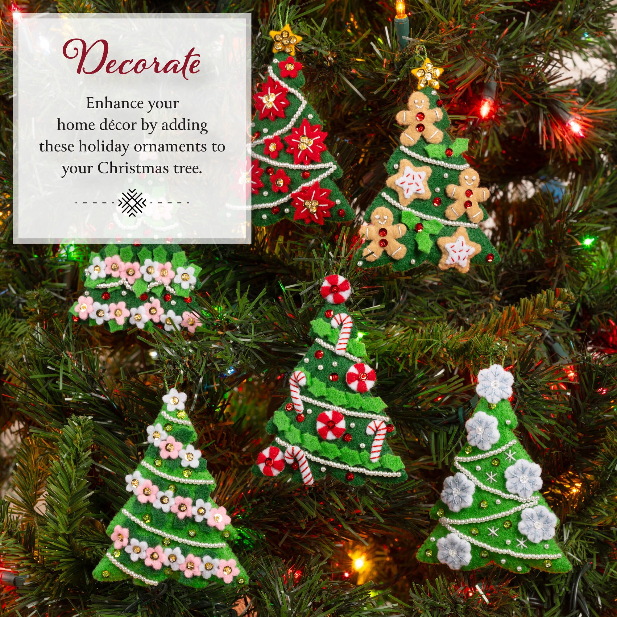 Bucilla Festival of Trees 6 Count Felt Applique Ornament Kit, 4 x 4.5 in