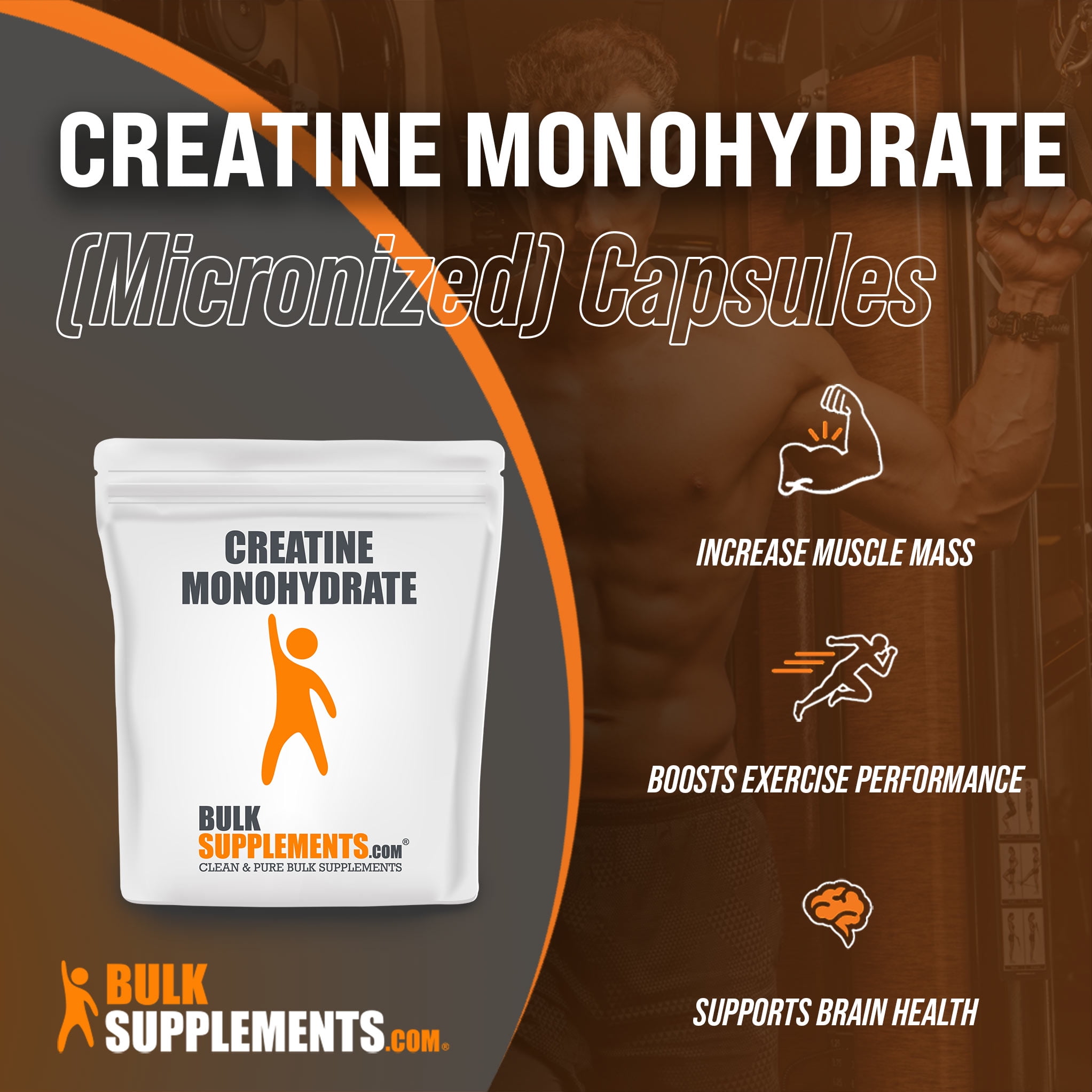 BulkSupplements.com Creatine Monohydrate Capsules, 5000mg - Pre-Workout,  Muscle-Building Supplements (300 Gel Caps - 43 Serv) 