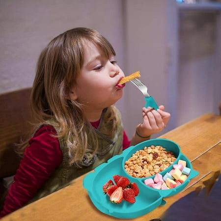 

Suction Plates For Babies And Toddlers Non Slip Silicone Baby Weaning Plate Stay Put Toddler Feeding Plate With Suction - Kids Placemat For No More Meal Time Mess (8.66x5.31x1.38in)