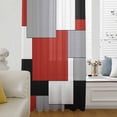 thumbnail image 6 of Red Grey Black Geometric Sheer Curtains 96 Inches Long, Middle Century Modern Art Abstract Light Filering Curtains, Privacy Drapes Simi Floor to Veiling Curtain for Living Room Large Window Treatment, 6 of 9