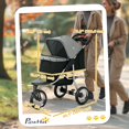 thumbnail image 2 of Pet Stroller with 3 Wheels, One-click Folding Design, Adjustable Canopy, Zippered Mesh Window Door, Grey, 2 of 6