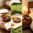 thumbnail image 6 of Round Woven Style Storage Tray Decorative Serving Basket Imitation Rattan Organizer for Coffee Table Fruit Home, 6 of 6