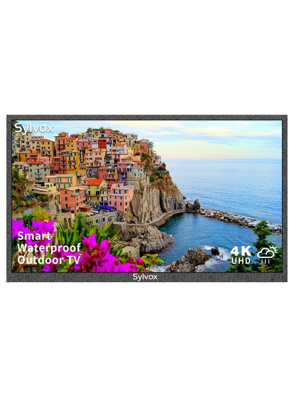 SYLVOX 43 inch Outdoor TV for Partial Sun, 1000 Nits 4K UHD IP55 Waterproof TV, Outdoor Smart TV Support Bluetooth & Wi-Fi (Deck Series)