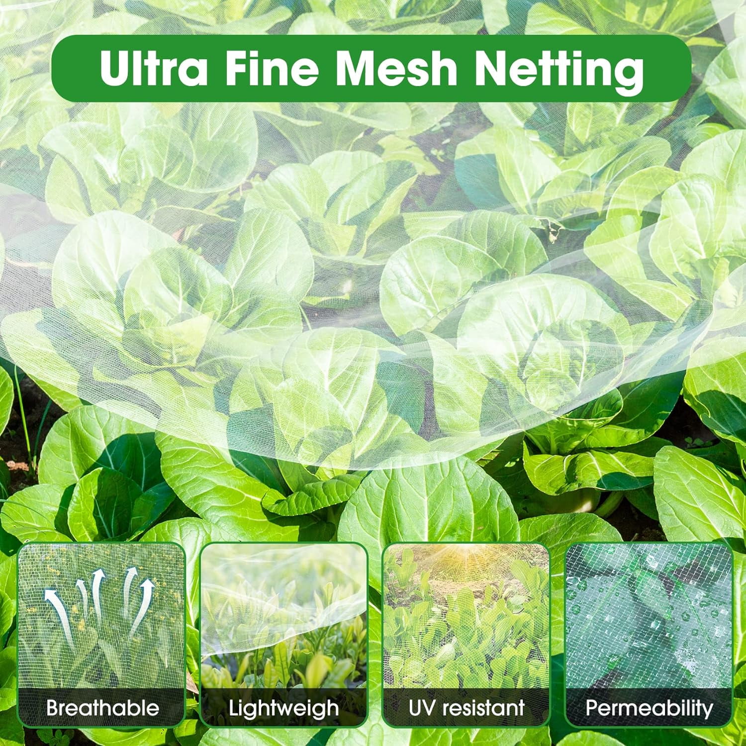 10'x20' Garden Netting Bird Netting Mosquito Mesh for Vegetable Fruits Plant Protections Covers Bug Insect Net Pest Barrier Protect from Birds Bugs
