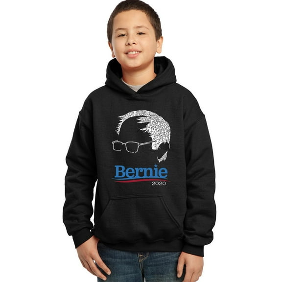 LA Pop Art Boy's Word Art Hooded Sweatshirt - Bernie Sanders 2020