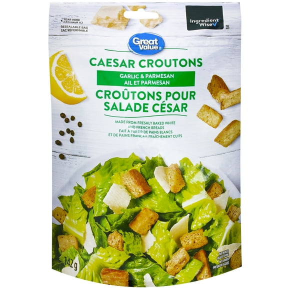 Croûtons pour salade César de Great Value à saveur de parmesan et d'ail 142 g