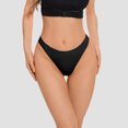 thumbnail image 2 of COMVALUE Sexy Lace Thongs Breathable Seamless Underwear for Women Comfortable V-waisted Soft Panty 1 Pack (Black, L), 2 of 4