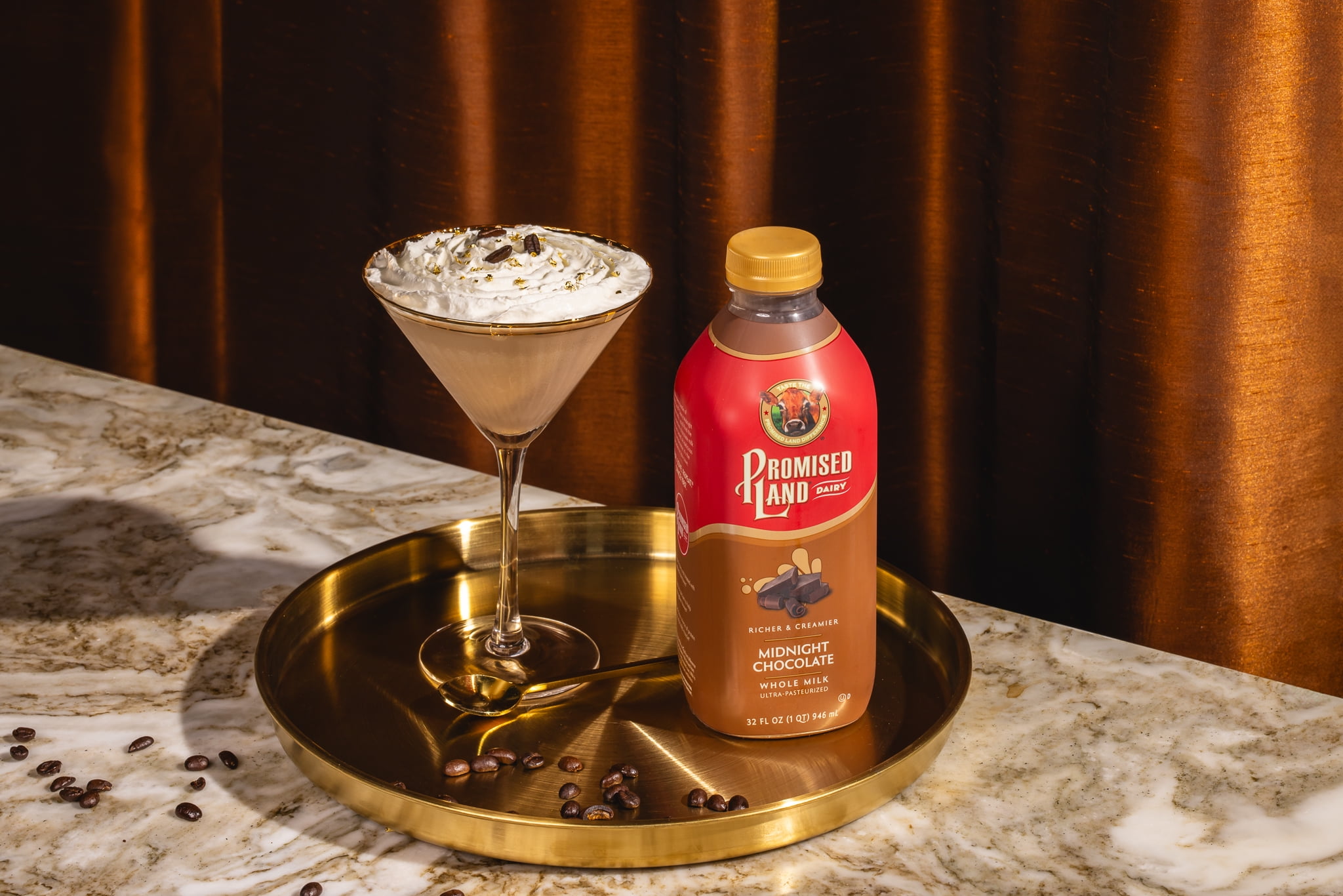 Promised Land Whole Milk Ultra-Pasteurized, Midnight Chocolate, 12 fl oz