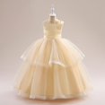 thumbnail image 2 of ZHOGXU Kids Elegant Girls Sleeveless Color Block One Shoulder Lace Layered Tulle Ball Gown Princess Dress Birthday Party Outfit, 2 of 8